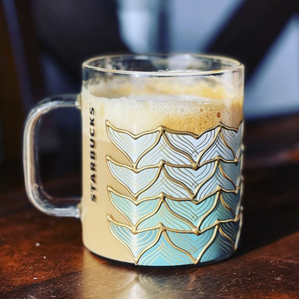 Starbucks 50th Anniversary 2021 Siren Tails Mermaid Glass Mug Limited Edition